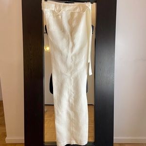 White cotton wide leg pants